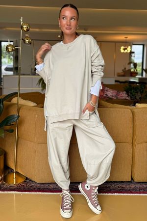 Made in Italy Lagenlook Chill Sweatshirt Stone - /1 